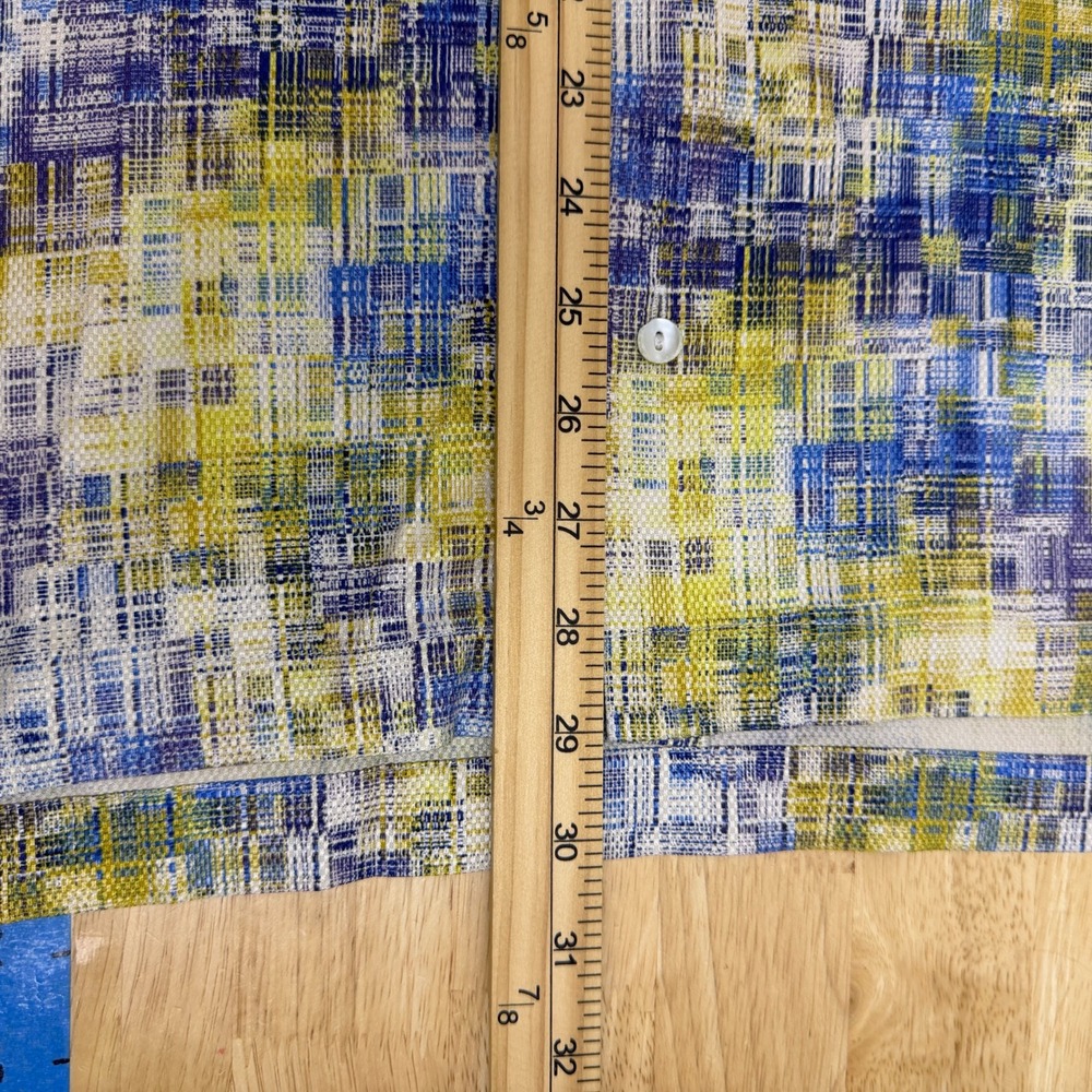VTG Jhane Barnes Mens XL Silk Short Sleeve Shirt Yellow Blue Abstract Geometric - Picture 7 of 9